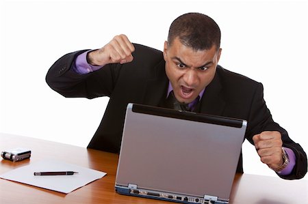 simsearch:400-08258105,k - Closeup of businessman which is stressed, because of a computer problem. Isolated on white. Stock Photo - Budget Royalty-Free & Subscription, Code: 400-04650212