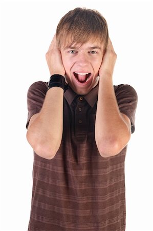 simsearch:400-04554224,k - Young man screaming. Isolated on white. Stock Photo - Budget Royalty-Free & Subscription, Code: 400-04650284