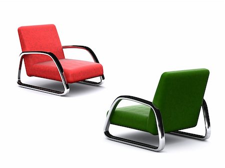 two different colores armchairs. 3D Stock Photo - Budget Royalty-Free & Subscription, Code: 400-04650377