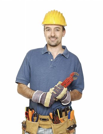 simsearch:400-04648821,k - portrait of young caucasian handyman isolated on white background Foto de stock - Royalty-Free Super Valor e Assinatura, Número: 400-04650463