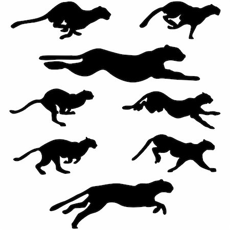 simsearch:400-07324187,k - Set of different wildcats running silhouettes for design use Photographie de stock - Aubaine LD & Abonnement, Code: 400-04650557