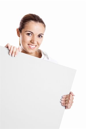 simsearch:400-05368656,k - Portrait of a beautiful woman holding a blank billboard Stockbilder - Microstock & Abonnement, Bildnummer: 400-04650922