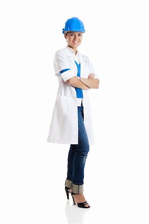 Portrait of a beautiful female technician, isolated over white Stock Photo - Budget Royalty-Free & Subscription, Code: 400-04650944