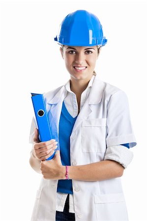 Portrait of a beautiful female technician, isolated over white Stock Photo - Budget Royalty-Free & Subscription, Code: 400-04650946