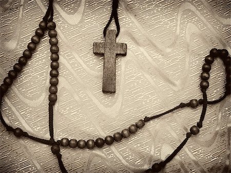 sepia toned rosary with vignette,high contrast image, useful for various religious themes Stock Photo - Budget Royalty-Free & Subscription, Code: 400-04650977