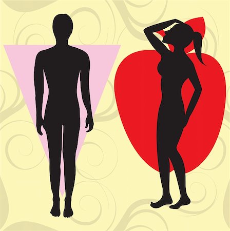 Vector Illustration of female body shape apple also known as cone. Shape with wider upper body and narrow hips. Photographie de stock - Aubaine LD & Abonnement, Code: 400-04651026