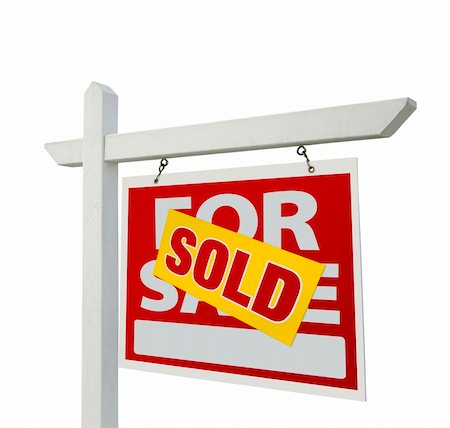 simsearch:400-04994839,k - Sold Home For Sale Real Estate Sign Isolated on a White Background. Stock Photo - Budget Royalty-Free & Subscription, Code: 400-04651020