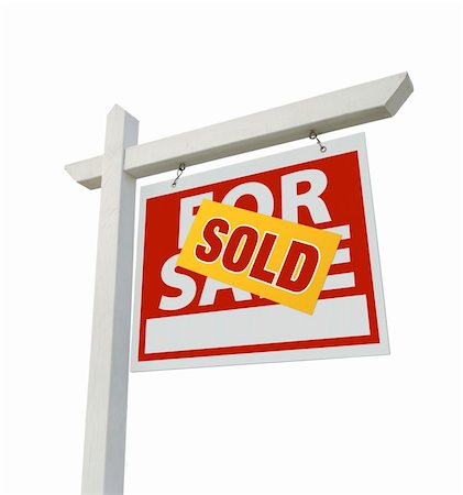 simsearch:400-04994839,k - Sold Home For Sale Real Estate Sign Isolated on a White Background. Stock Photo - Budget Royalty-Free & Subscription, Code: 400-04651022