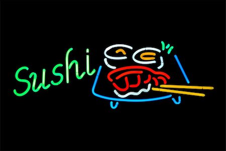 shrimp black - Sushi neon sign isolated on black background Stock Photo - Budget Royalty-Free & Subscription, Code: 400-04651071