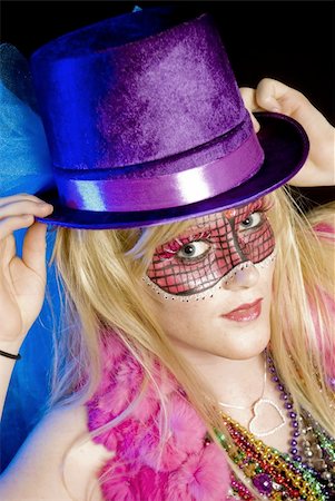 Blonde woman dressed up for Mardi Gras party Stock Photo - Budget Royalty-Free & Subscription, Code: 400-04651087