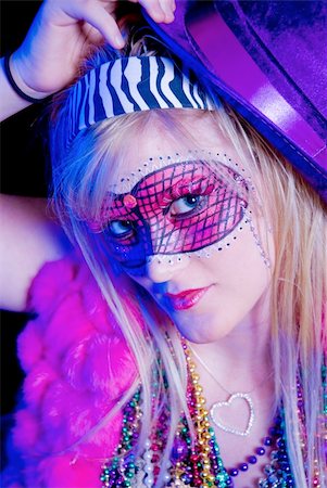 Blonde woman dressed up for Mardi Gras party Stock Photo - Budget Royalty-Free & Subscription, Code: 400-04651088