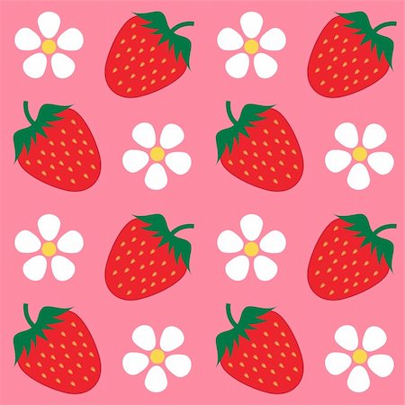 Strawberry and flowers seamless wallpaper vector illustration background Fotografie stock - Microstock e Abbonamento, Codice: 400-04651130