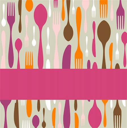 simsearch:400-04393497,k - Food, restaurant, menu design with cutlery silhouette background. Warm colors. Suitable as invitation dinner card. Vector available Stock Photo - Budget Royalty-Free & Subscription, Code: 400-04651364