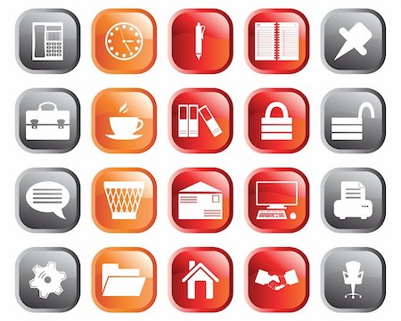 simsearch:400-06454080,k - Business and office set of different vector web icons Stock Photo - Budget Royalty-Free & Subscription, Code: 400-04651406