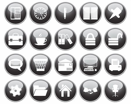 simsearch:400-04650271,k - Business and office set of different vector web icons Stock Photo - Budget Royalty-Free & Subscription, Code: 400-04651409
