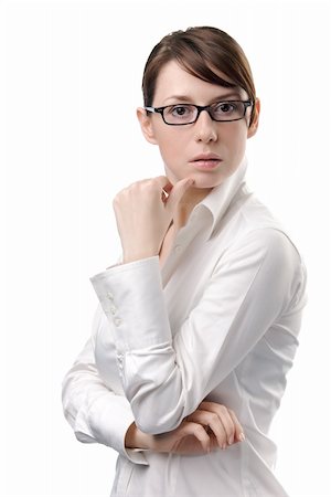 Young Beautiful Business Woman with Eyeglasses Fotografie stock - Microstock e Abbonamento, Codice: 400-04651490