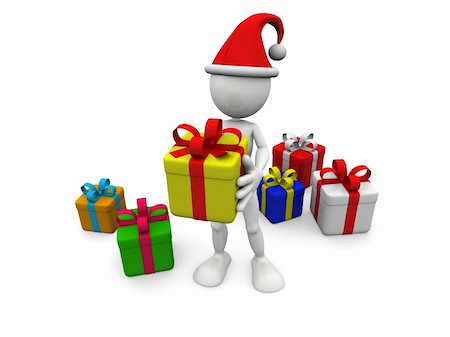 simsearch:400-04291488,k - 3D white man with gift boxes Stock Photo - Budget Royalty-Free & Subscription, Code: 400-04651502