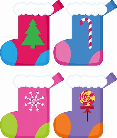 Set of 4 chirstmas stockings. Stock Photo - Budget Royalty-Free & Subscription, Code: 400-04651728