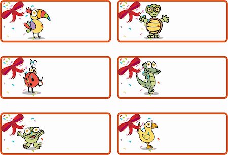 Set of 6 Christmas gift tags - jungle animals. Stock Photo - Budget Royalty-Free & Subscription, Code: 400-04651739