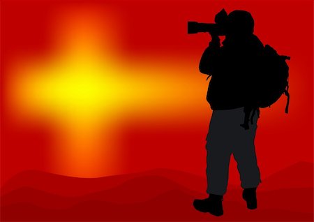 paparazzi silhouettes - Vector image of professional photographers with equipment at work Stock Photo - Budget Royalty-Free & Subscription, Code: 400-04652086