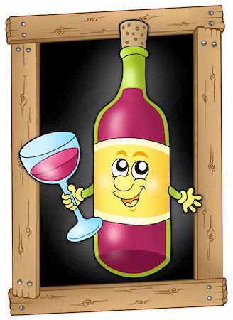 Cartoon wine on blackboard - color illustration. Stock Photo - Budget Royalty-Free & Subscription, Code: 400-04652317