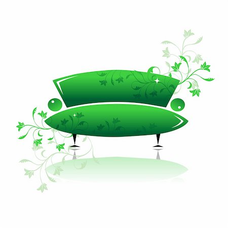 Green sofa design Stock Photo - Budget Royalty-Free & Subscription, Code: 400-04652368