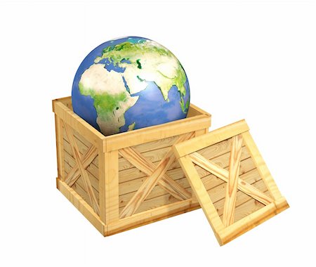 Planet the Earth in a wooden box. Object over white Stock Photo - Budget Royalty-Free & Subscription, Code: 400-04652606