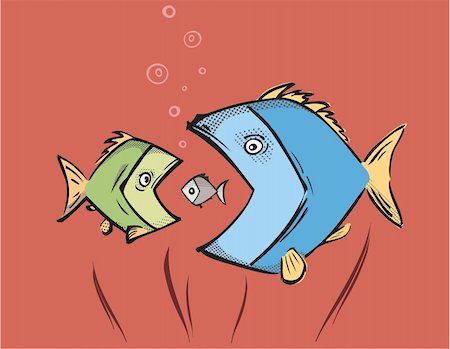 fish eating people cartoon - Three fishes underwater which try to eat each other Stock Photo - Budget Royalty-Free & Subscription, Code: 400-04653258