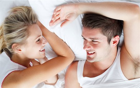 romantic pictures of lovers sleeping - Couple relaxing together in bed Stock Photo - Budget Royalty-Free & Subscription, Code: 400-04653314