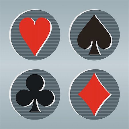 simsearch:400-07314049,k - Poker playcards icons in a gray frame with circles on striped background. Vector available Photographie de stock - Aubaine LD & Abonnement, Code: 400-04653414