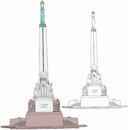 freedom monument - Vector illustration of Freedom Monument in Riga Photographie de stock - Aubaine LD & Abonnement, Code: 400-04653411