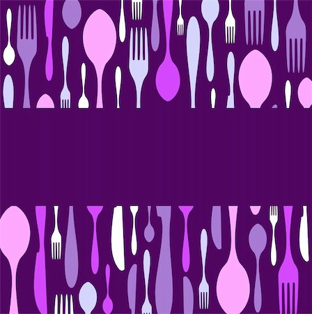 simsearch:400-05877482,k - Food, restaurant, menu design with cutlery silhouette background. Cold colors. Suitable as invitation dinner card. Vector avaliable Stock Photo - Budget Royalty-Free & Subscription, Code: 400-04653412