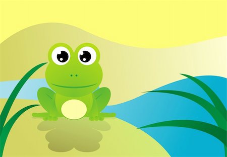 finger lakes - illustration of cute green frog Stock Photo - Budget Royalty-Free & Subscription, Code: 400-04653474