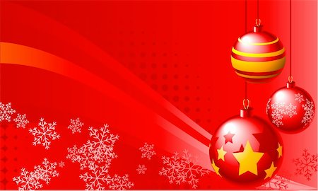 simsearch:400-05146960,k - Abstract vector illustration of red christmas balls over a red background Foto de stock - Super Valor sin royalties y Suscripción, Código: 400-04653613