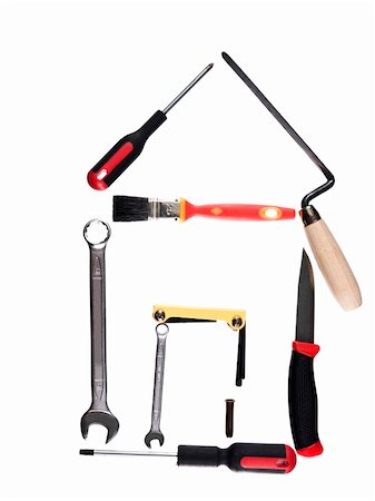 roof hammer - House made of tools isolated on a white background Stock Photo - Budget Royalty-Free & Subscription, Code: 400-04653920