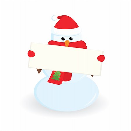 simsearch:400-04157187,k - Cute little snowman with banner for your text. Vector illustration. Stockbilder - Microstock & Abonnement, Bildnummer: 400-04664055