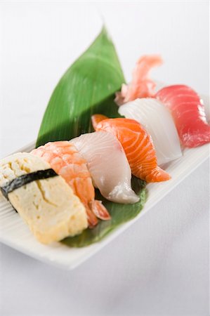 simsearch:400-09119781,k - sushi plate with tofu, prawn ,king fish,salmon,octopus and tuna Stock Photo - Budget Royalty-Free & Subscription, Code: 400-04664078