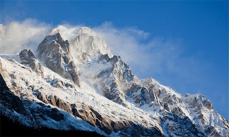 Mountain landscape: high mountain peak (Grand Jourasses, Mont Blanc, italian Alps), HORIZONTAL frame, winter season. Fotografie stock - Microstock e Abbonamento, Codice: 400-04664480