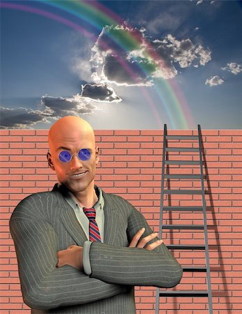 simsearch:400-04029058,k - Man stands before wall with ladder Stock Photo - Budget Royalty-Free & Subscription, Code: 400-04664551