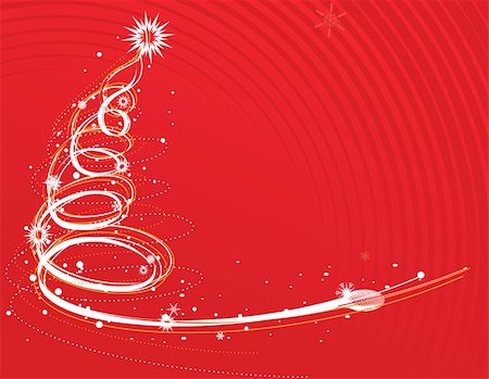 simsearch:400-05165579,k - Abstract christmas tree on red background, vector illustration for xmas Stock Photo - Budget Royalty-Free & Subscription, Code: 400-04664805