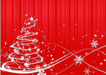 simsearch:400-05165579,k - Abstract christmas tree on red background, vector illustration for xmas Stock Photo - Budget Royalty-Free & Subscription, Code: 400-04664806