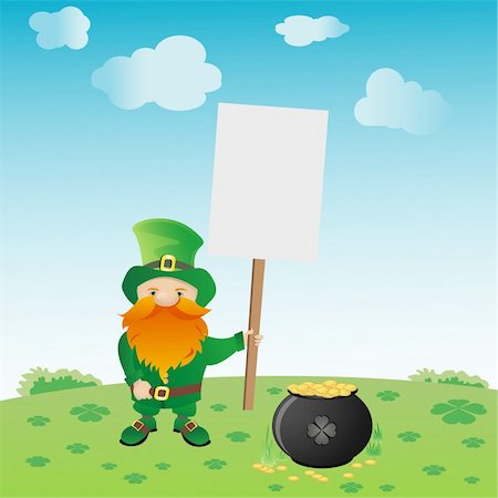 pot of gold - Vector illustration of Leprechaun with pot of gold Stock Photo - Budget Royalty-Free & Subscription, Code: 400-04665000