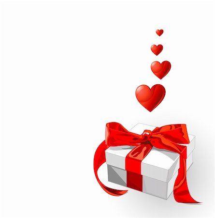 simsearch:400-05747950,k - Little gift with red bow and flying hearts Foto de stock - Super Valor sin royalties y Suscripción, Código: 400-04665038
