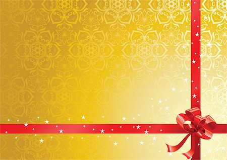 Red ribbon over gold background Stock Photo - Budget Royalty-Free & Subscription, Code: 400-04665411