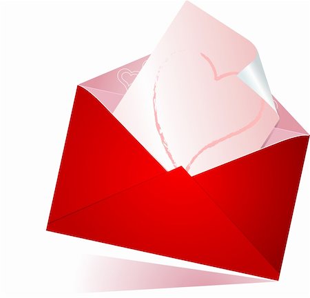 simsearch:400-04334934,k - Vector illustration of red envelope with love letter Stock Photo - Budget Royalty-Free & Subscription, Code: 400-04665430