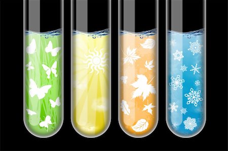 Four seasons of year in an test-tubes in one picture Stock Photo - Budget Royalty-Free & Subscription, Code: 400-04665433