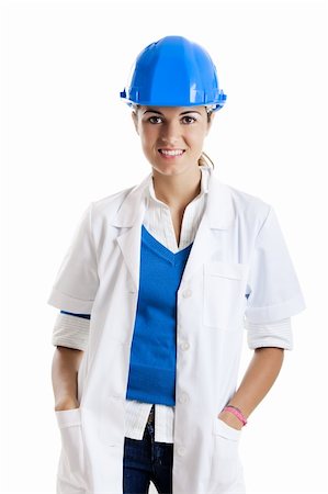 Portrait of a beautiful female technician, isolated over white Stock Photo - Budget Royalty-Free & Subscription, Code: 400-04665504