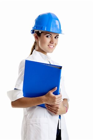 Portrait of a beautiful female technician, isolated over white Stock Photo - Budget Royalty-Free & Subscription, Code: 400-04665505