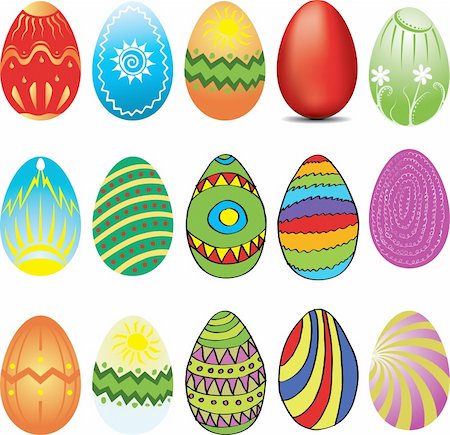 painted happy flowers - Set of vector easter eggs with different patterns Stock Photo - Budget Royalty-Free & Subscription, Code: 400-04665661