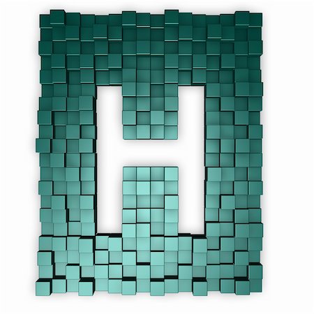 cubes background with letter h - 3d illustration Stock Photo - Budget Royalty-Free & Subscription, Code: 400-04665676